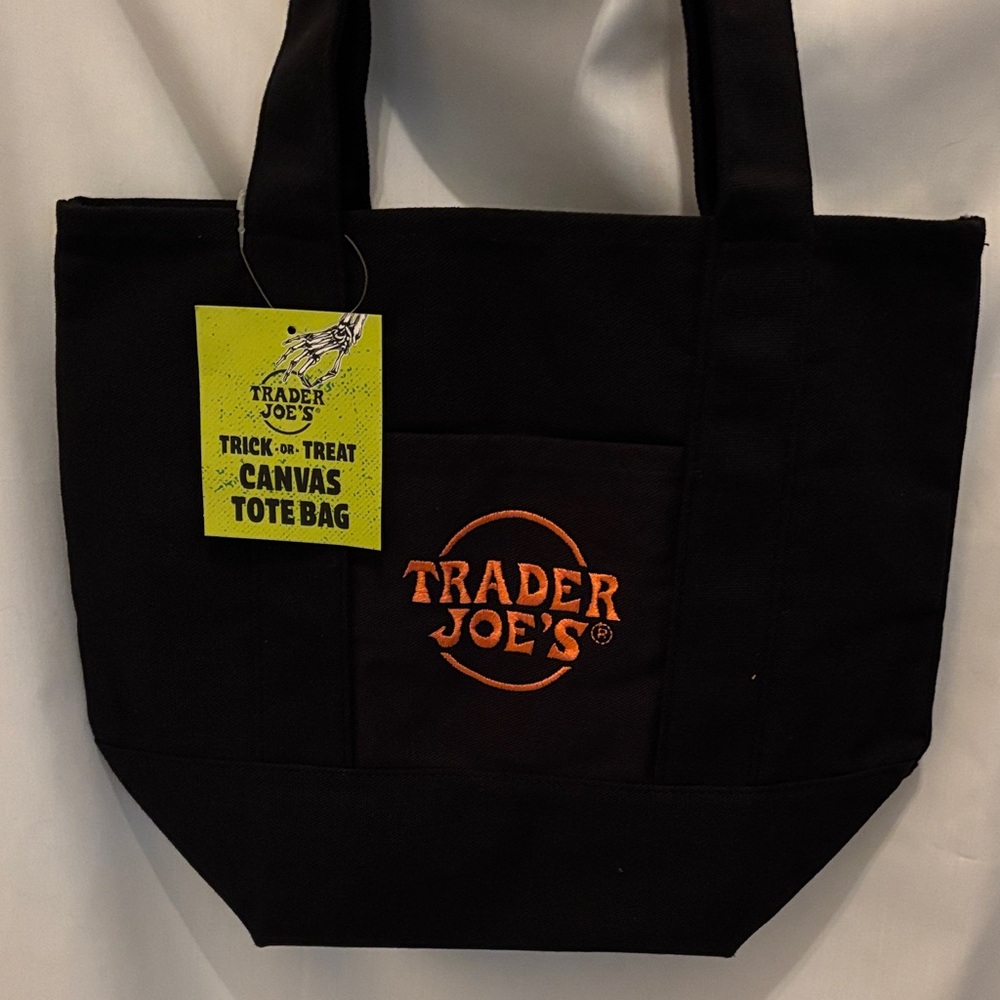 Trader Joe's Halloween Black Mini Canvas Tote Bag